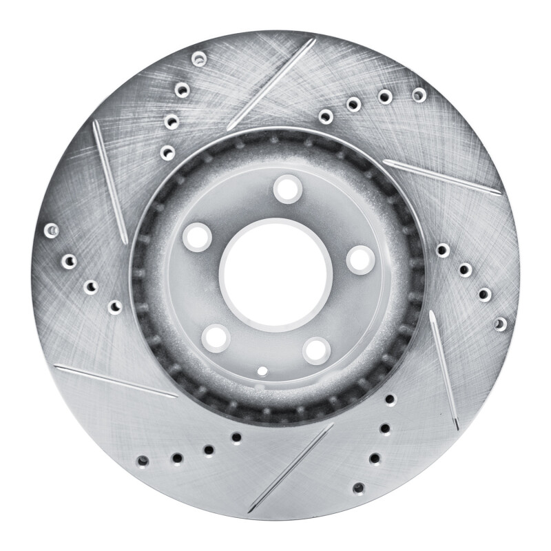 Mazda CX-5 Brake Rotor (1) - Front Right - R1 Concepts - Drilled & Slotted - Silver - `13-`19